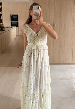 Frill Tie Back Chiffon Maxi Dress