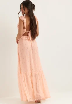 Frill Tie Back Chiffon Maxi Dress