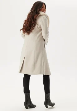 Fur Collar Wool Blend Coat