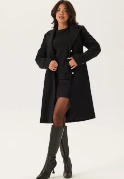 Fur Collar Wool Blend Coat