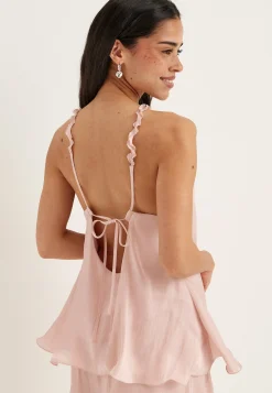 Halterneck Shimmer Flounce Top