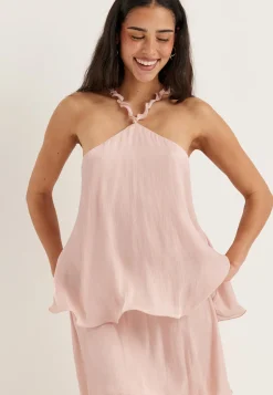 Halterneck Shimmer Flounce Top