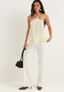 Halterneck Shimmer Flounce Top