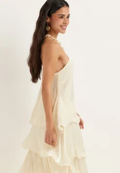 Halterneck Shimmer Flounce Top
