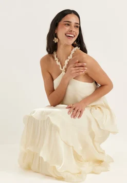 Halterneck Shimmer Flounce Top