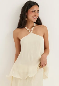 Halterneck Shimmer Flounce Top