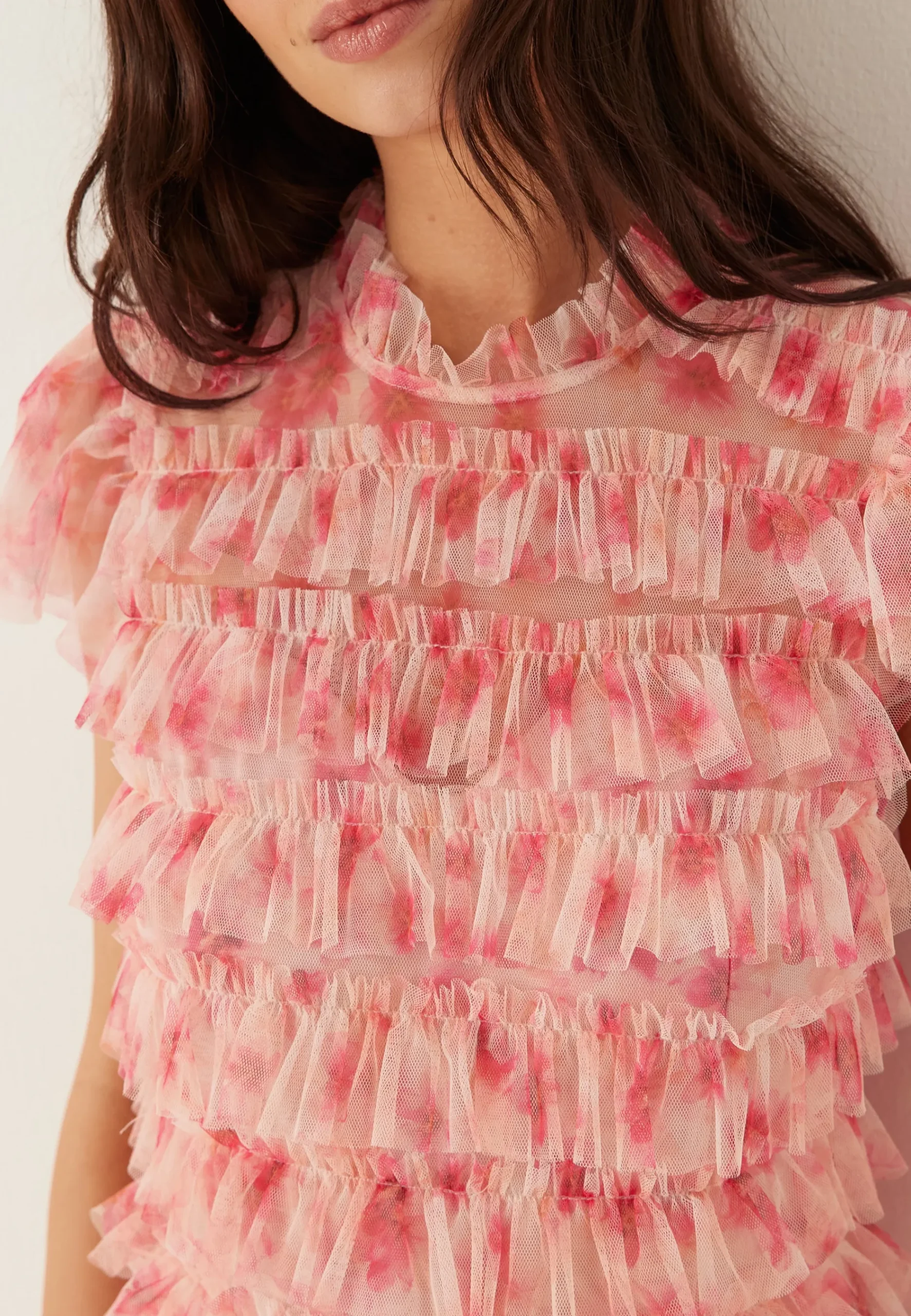 High Neck Tulle Frill Dress
