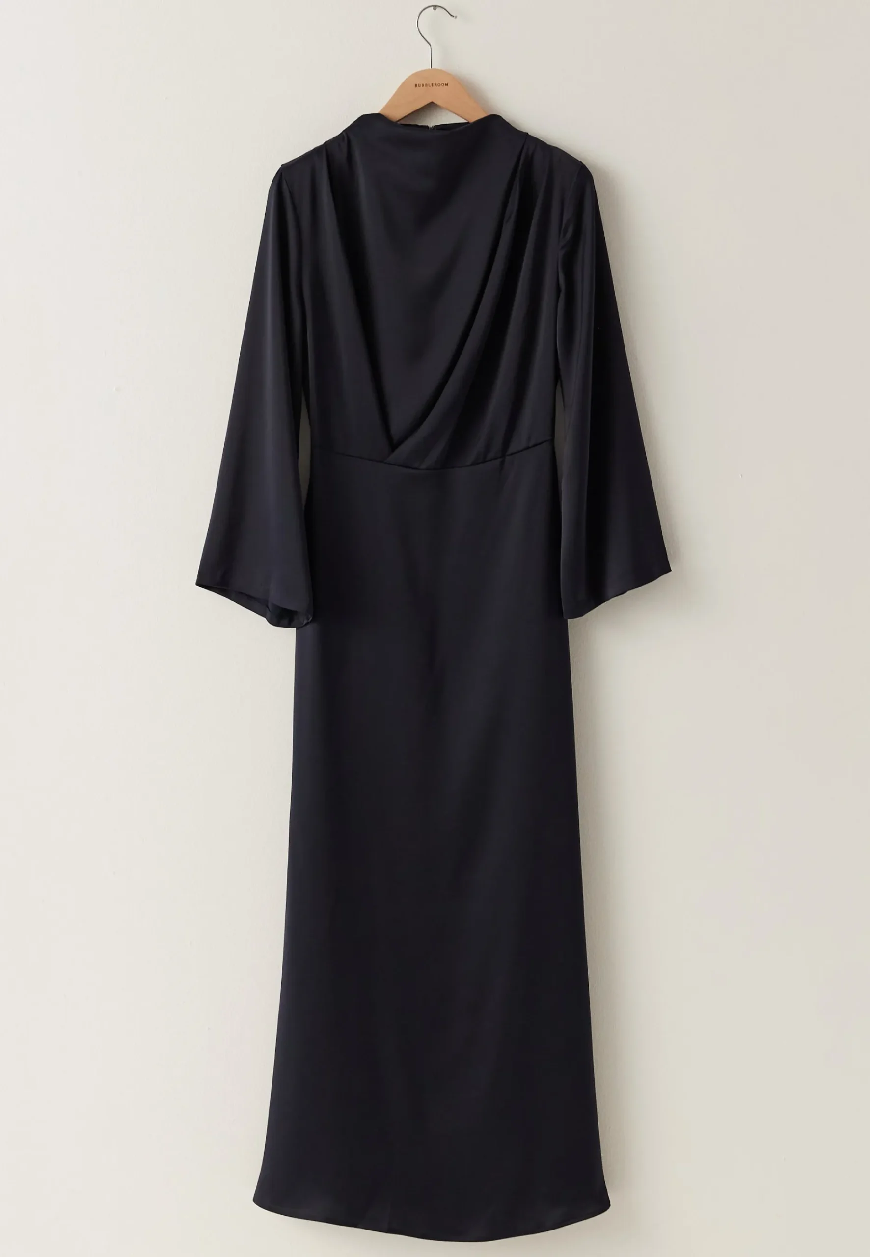 High Neck Wide Sleeve Satin Gown