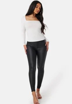 High Waist Push-Up Coated Treggings