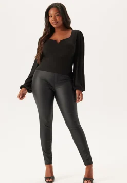 High Waist Push-Up Coated Treggings