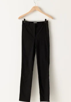 High Waist Stretchy Cropped Slit Trousers