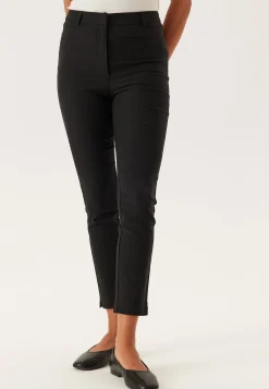High Waist Stretchy Cropped Slit Trousers