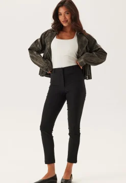 High Waist Stretchy Cropped Slit Trousers