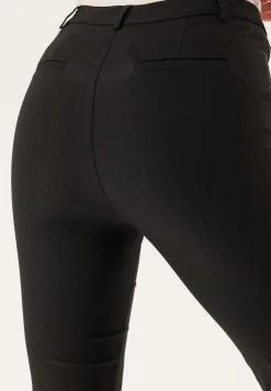 High Waist Stretchy Cropped Slit Trousers
