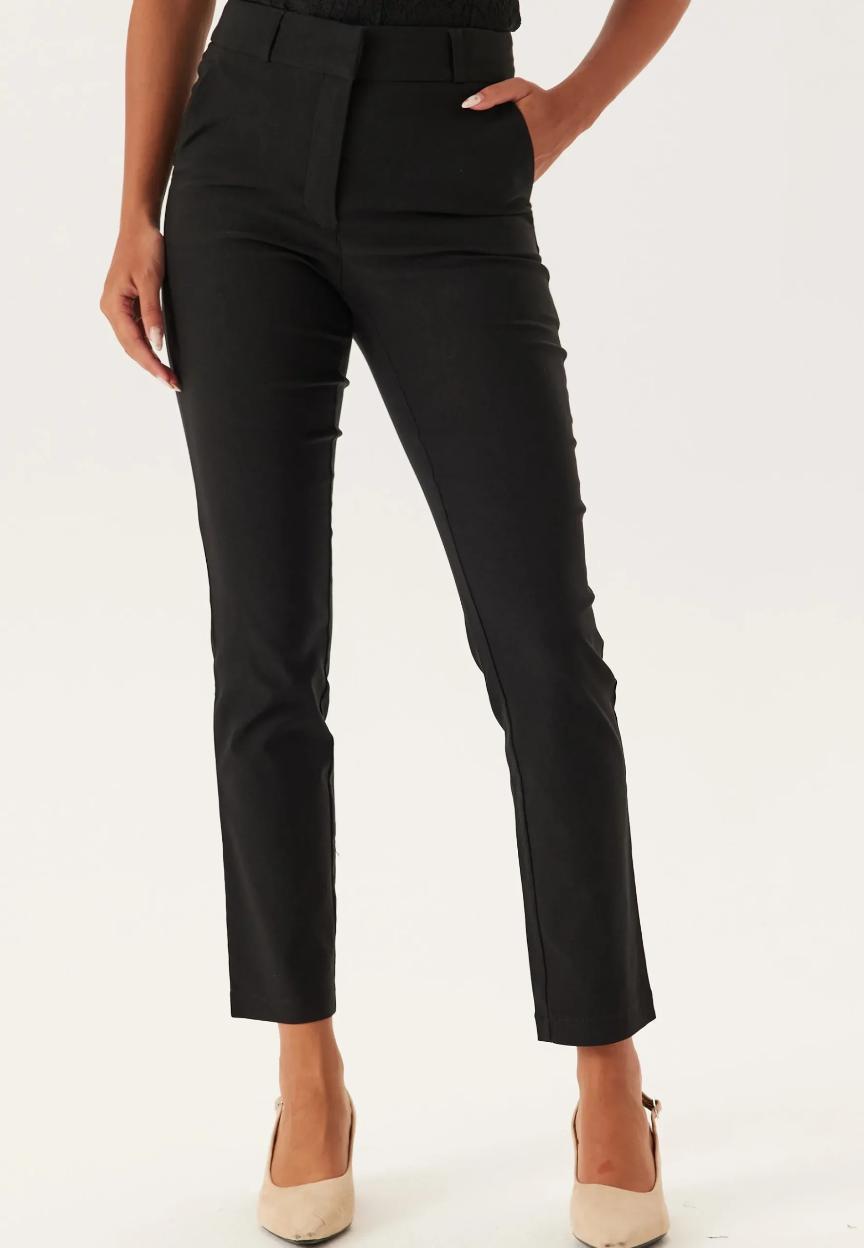 High Waist Stretchy Front Pocket Trousers