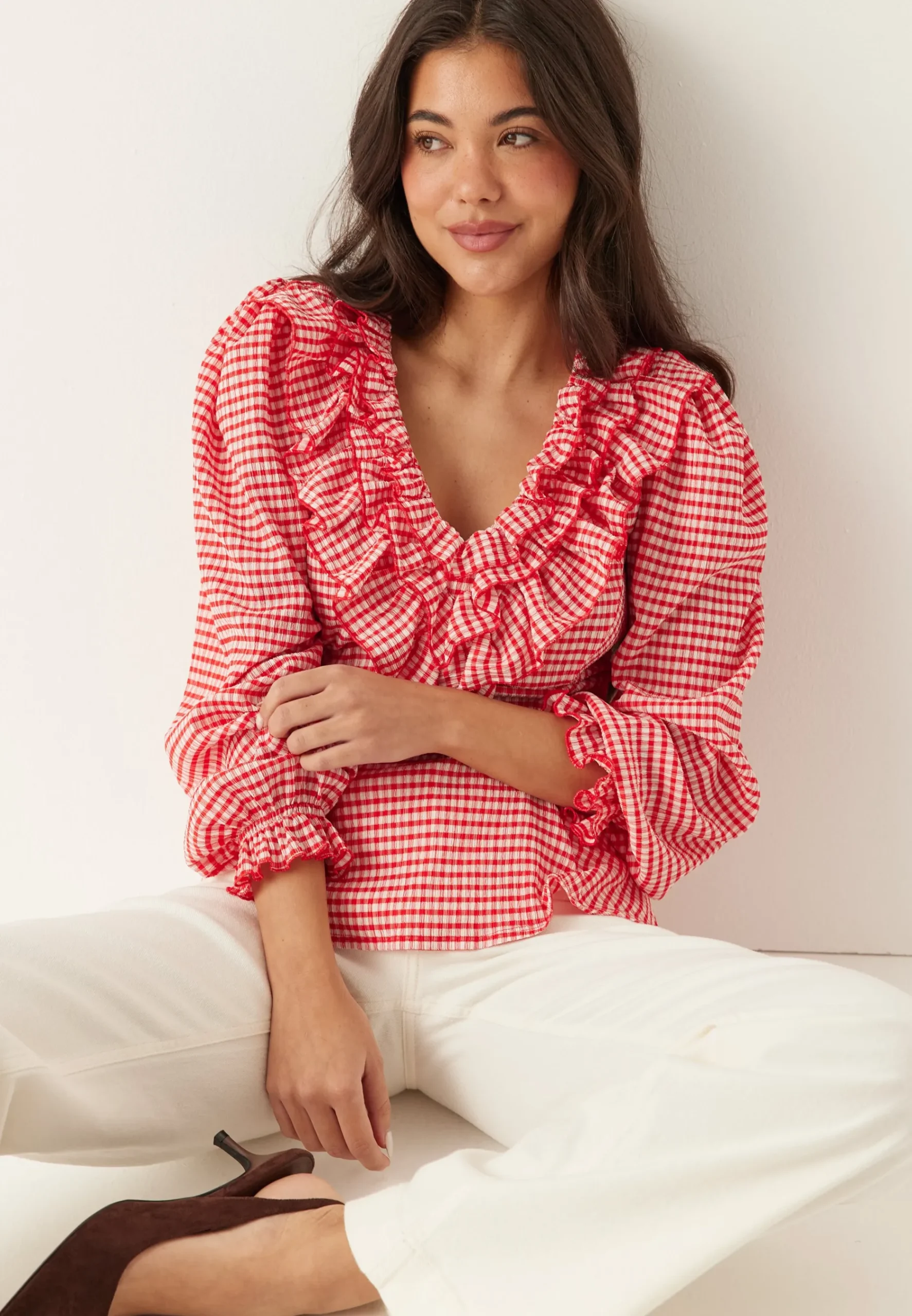 Jersey Frill Peplum Blouse