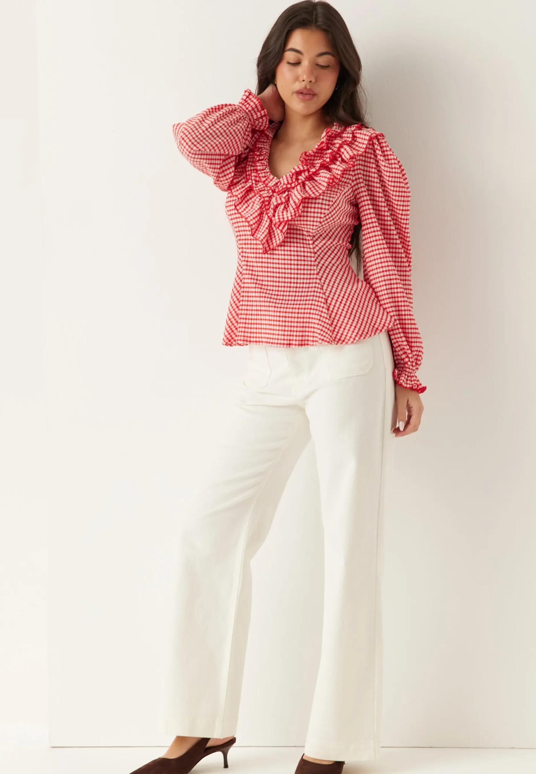 Jersey Frill Peplum Blouse