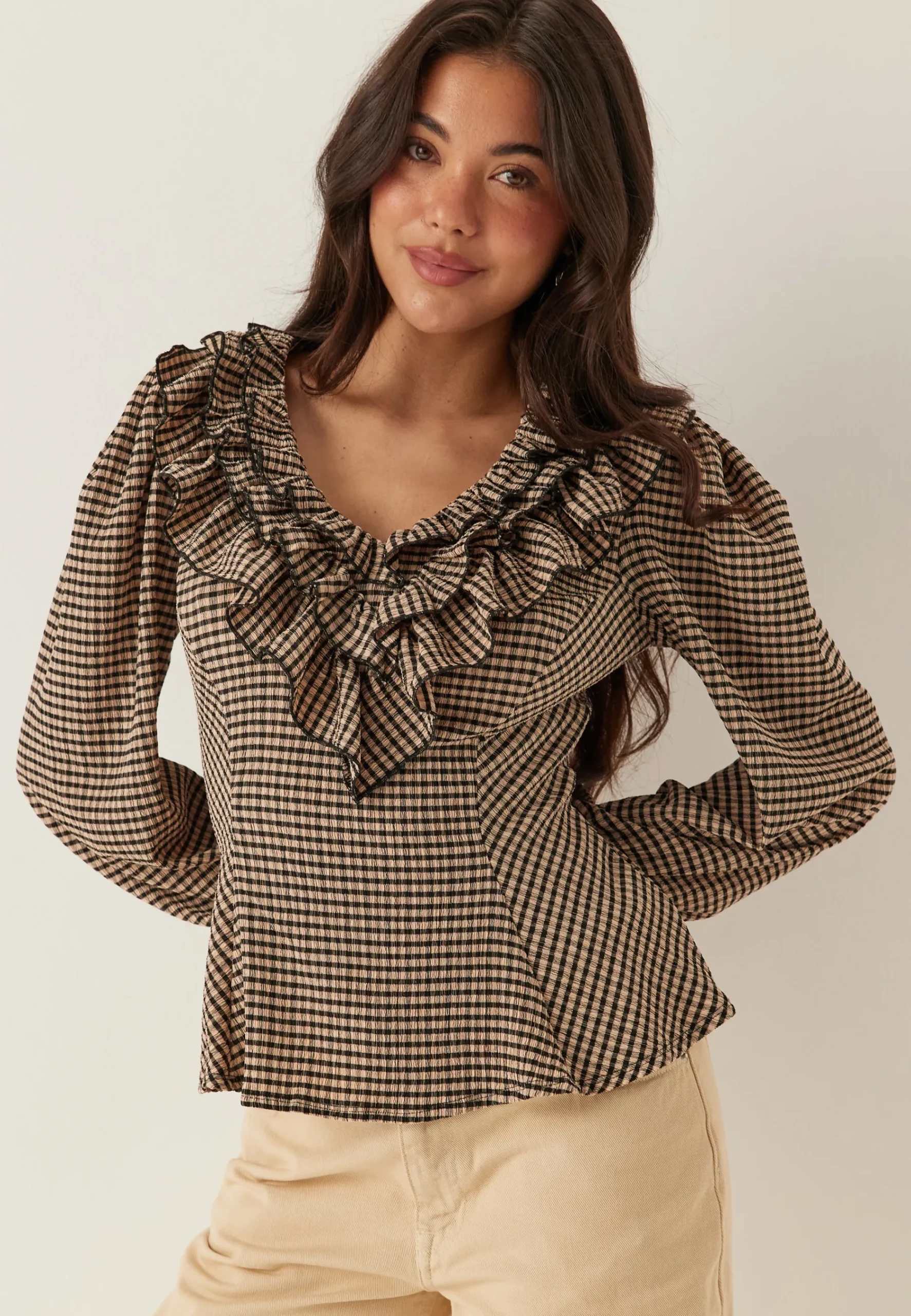 Jersey Frill Peplum Blouse