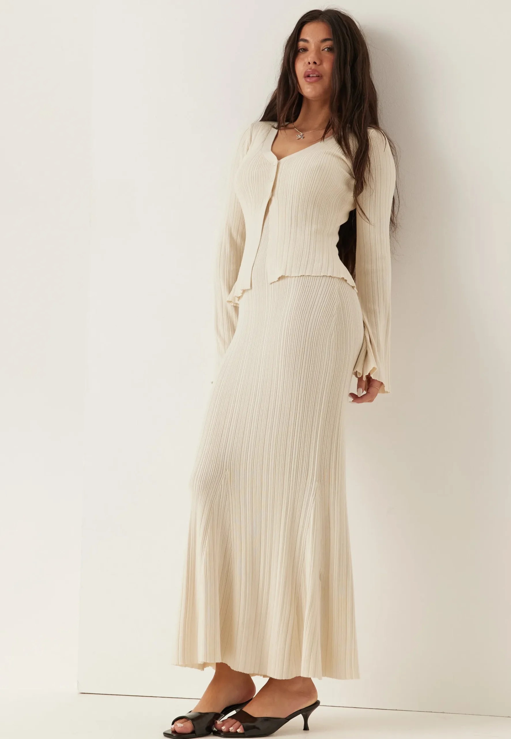 Knitted V-neck Dress