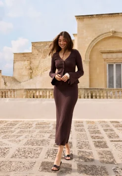 Knitted V-neck Dress