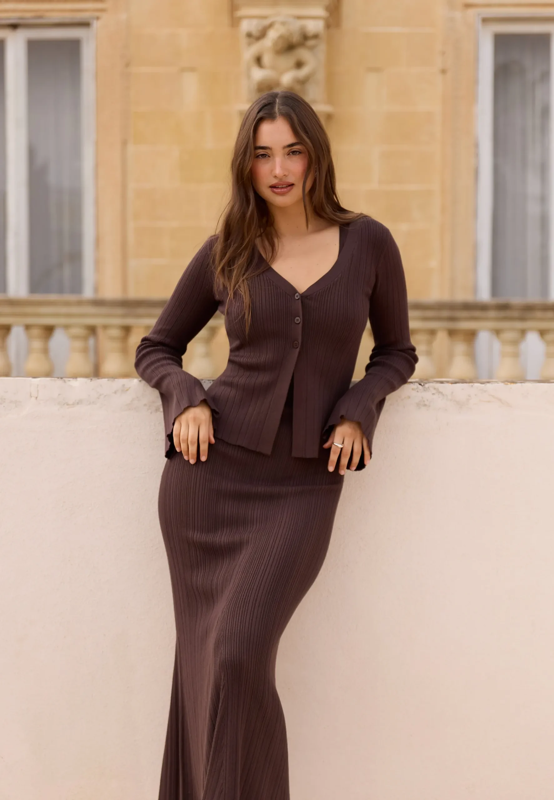 Knitted V-neck Dress