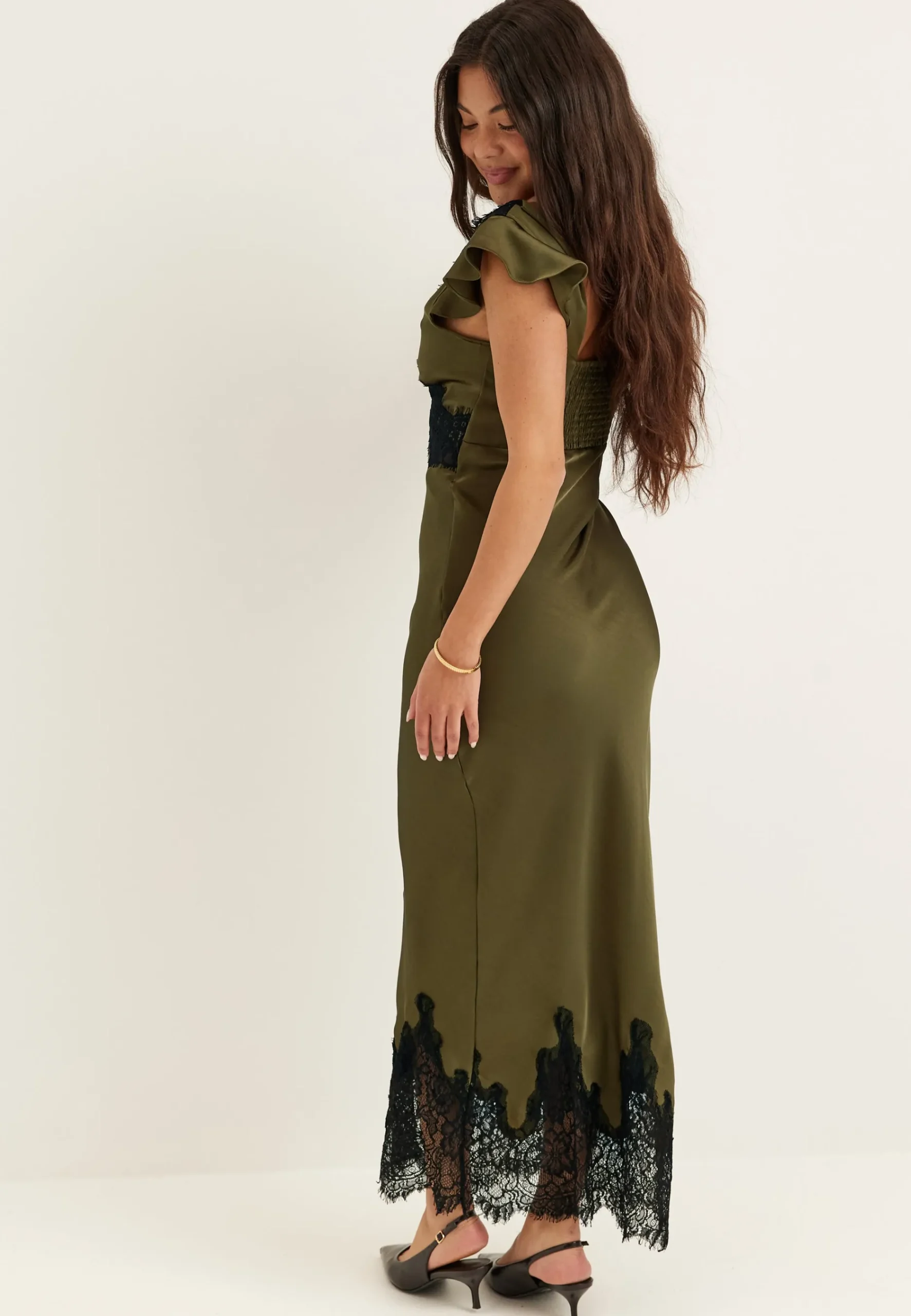 Lace Satin Maxi Dress