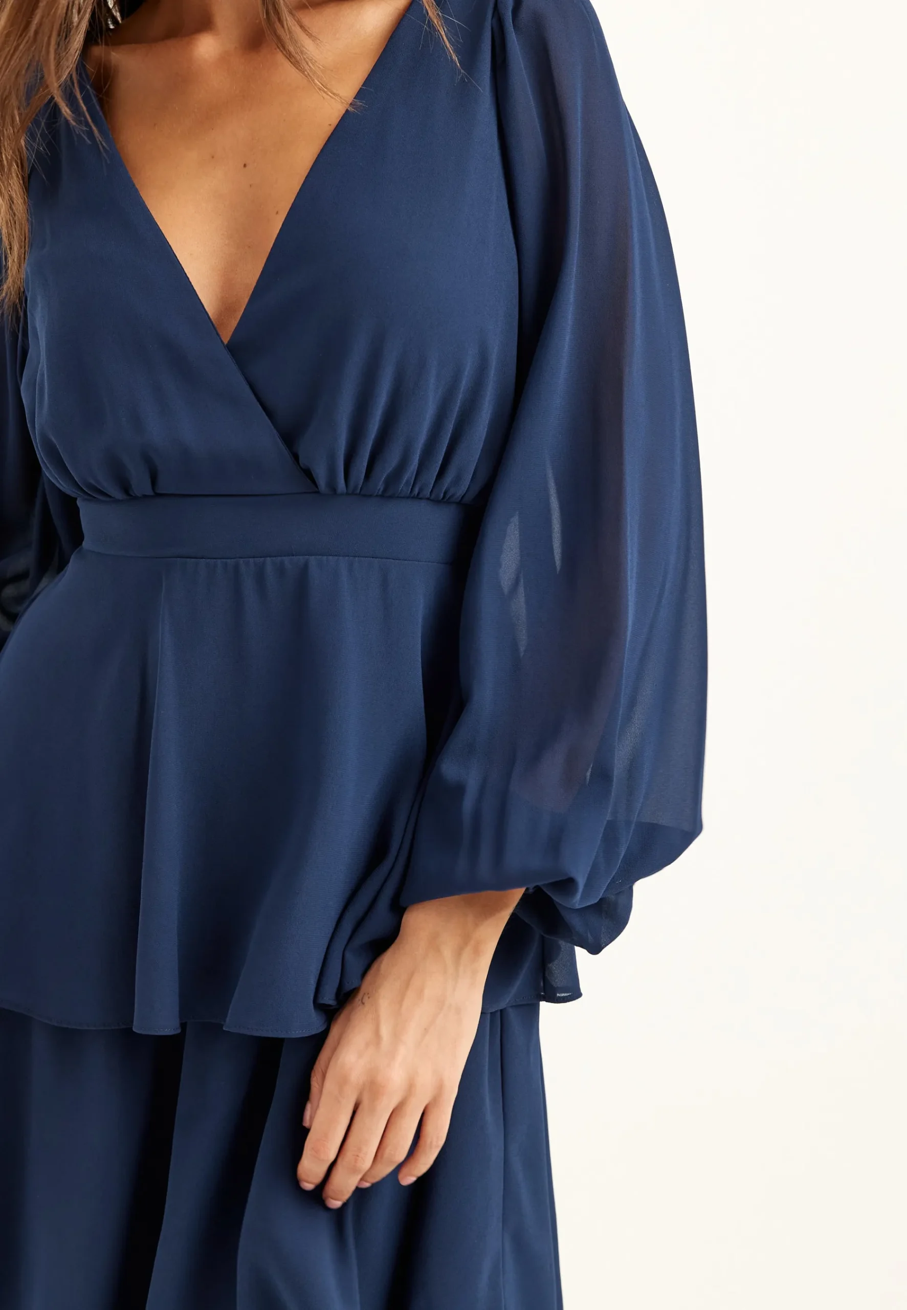 Long Sleeve Tiered Midi Dress