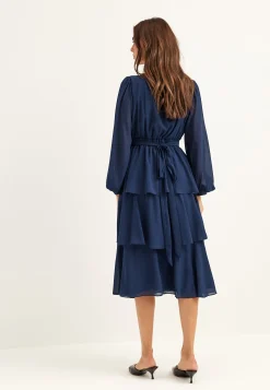 Long Sleeve Tiered Midi Dress