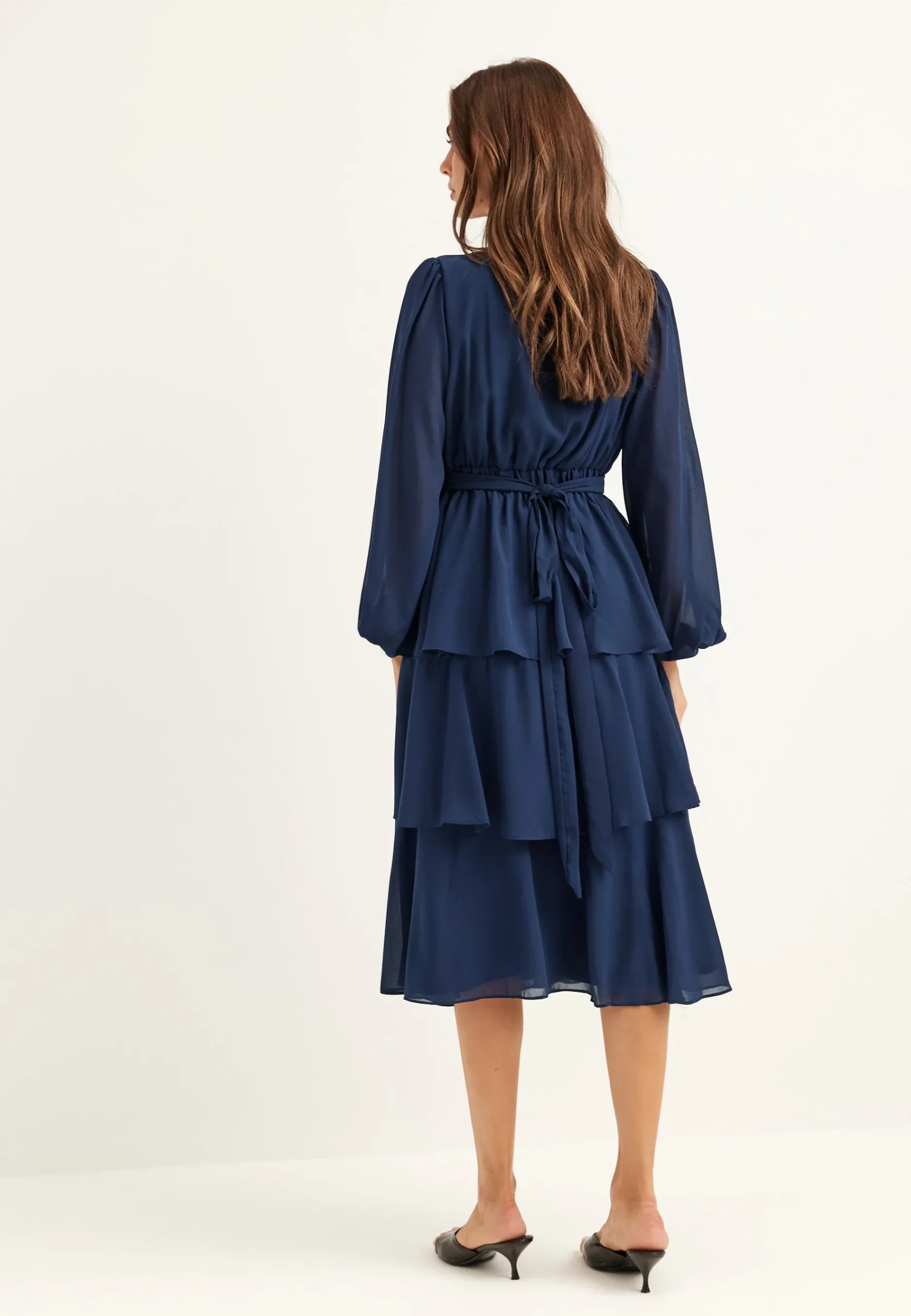 Long Sleeve Tiered Midi Dress