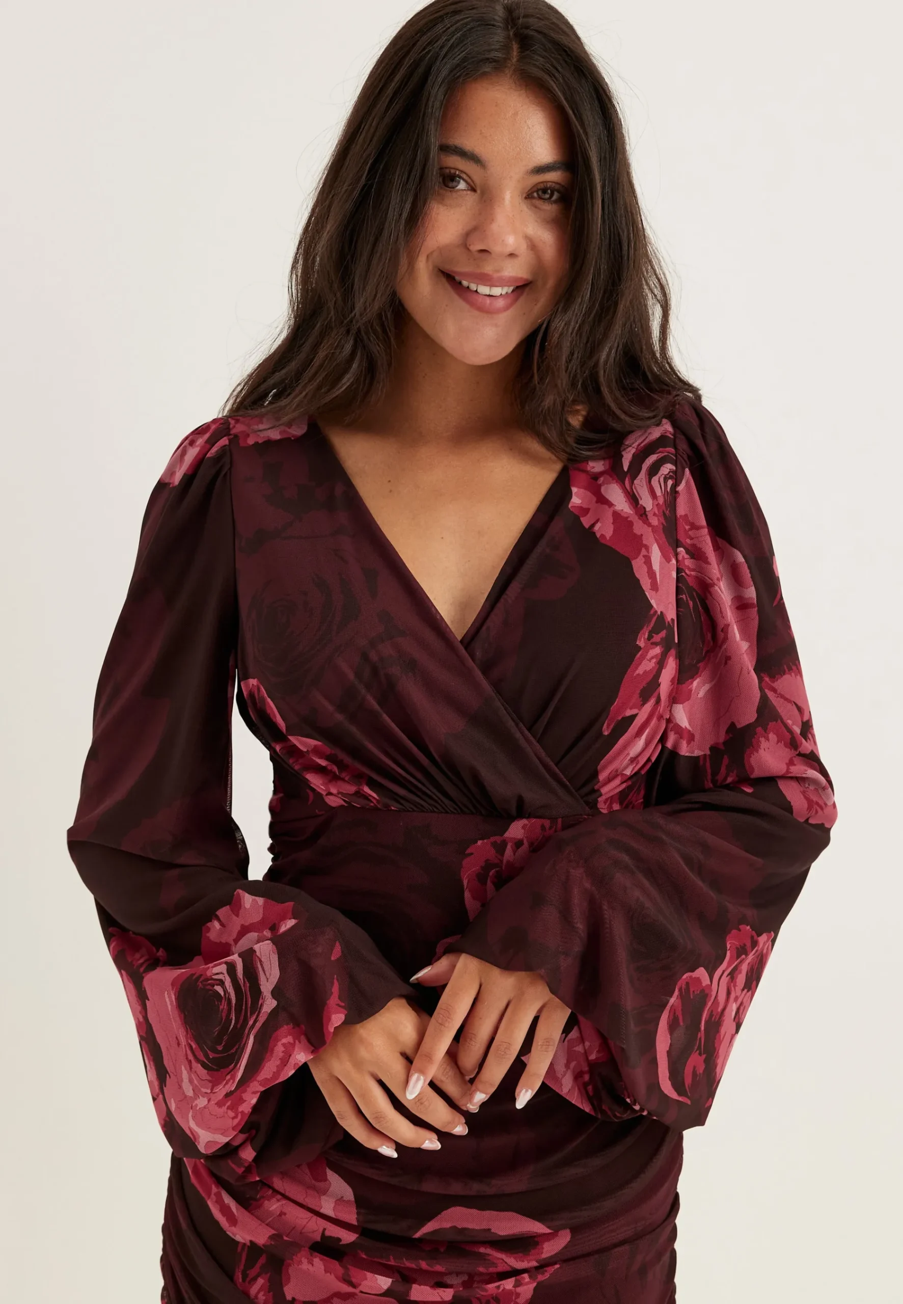 Mesh Wrap Ankle Dress