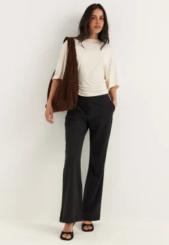 Mid Waist Flared Suit Trousers