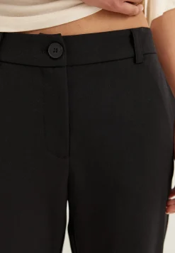 Mid Waist Flared Suit Trousers