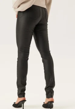 Mid Waist Push-up Coated Slim Jeans