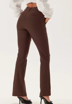 Mid Waist Stretchy Flared Trousers