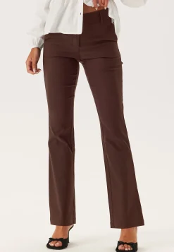 Mid Waist Stretchy Flared Trousers