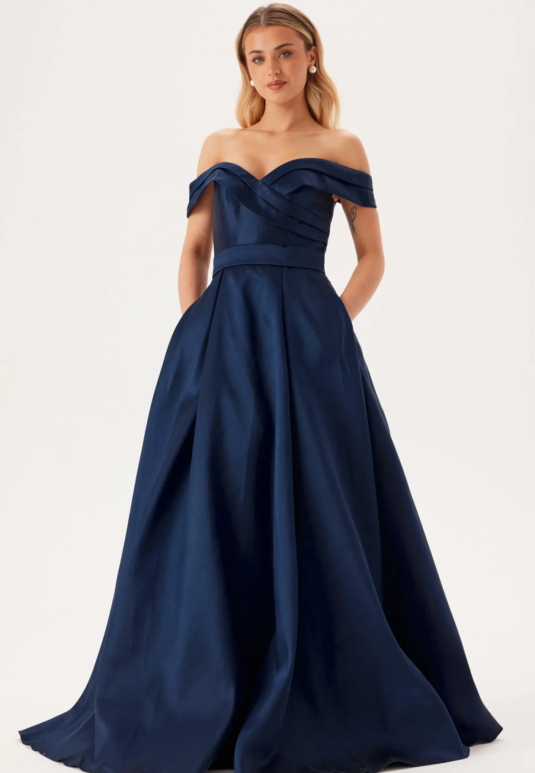 Mikado Evening Dress With Carmen Sleeves