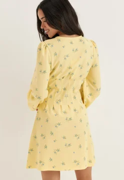 Mini Button Volume Sleeve Dress