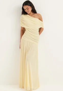 Off Shoulder Mesh Maxi Dress