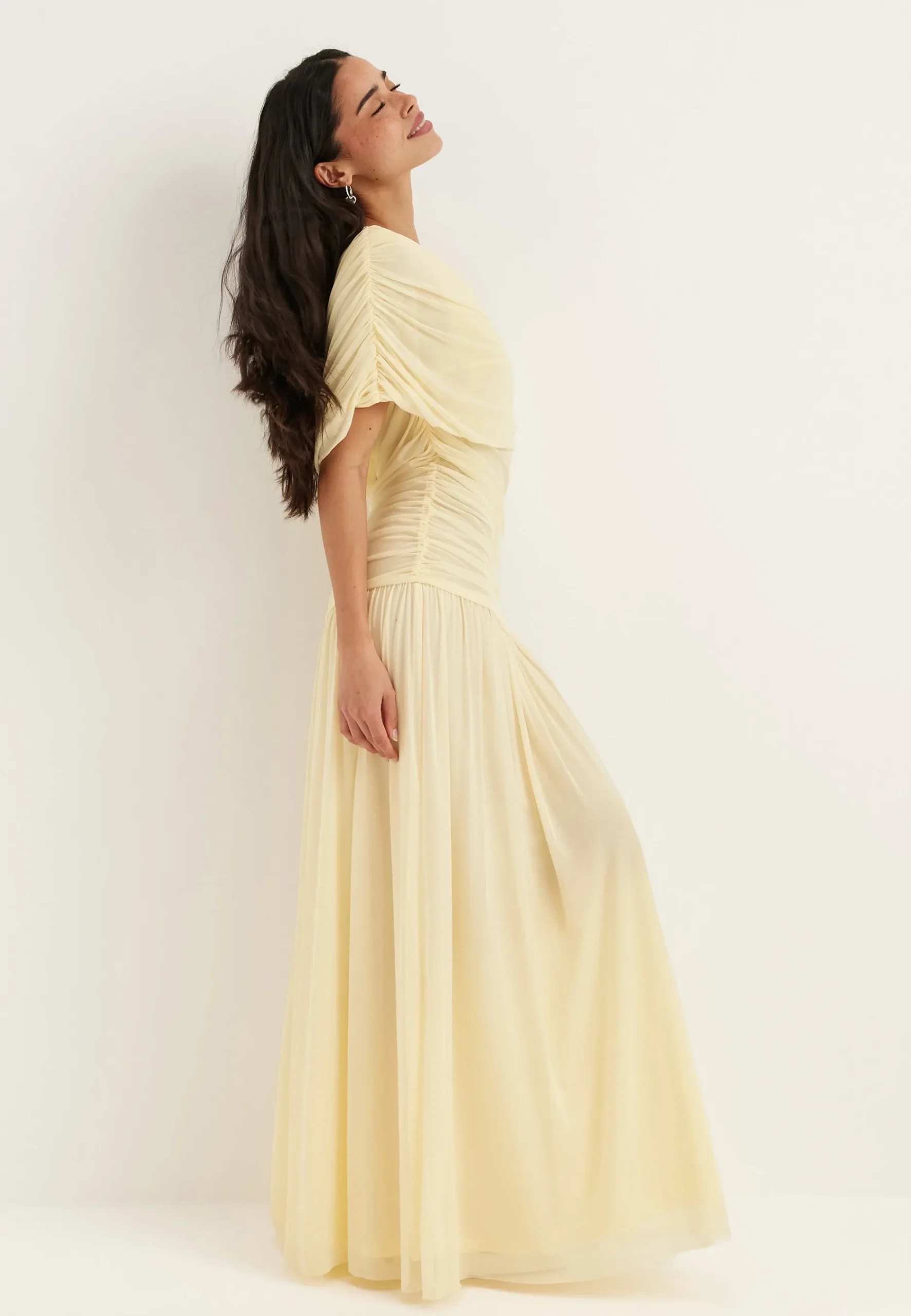 Off Shoulder Mesh Maxi Dress