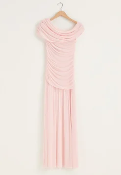 Off Shoulder Mesh Maxi Dress