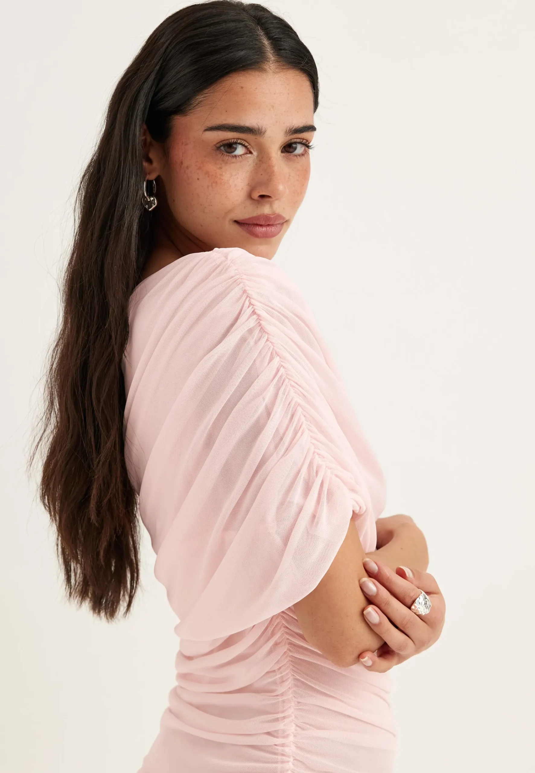 Off Shoulder Mesh Maxi Dress