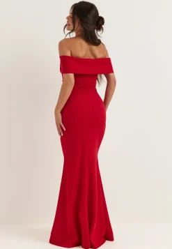 Off Shoulder Pleat Maxi Dress