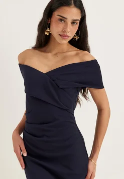 Off Shoulder Pleat Maxi Dress