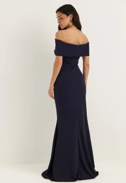 Off Shoulder Pleat Maxi Dress