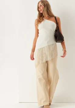 One Shoulder Fringe Top