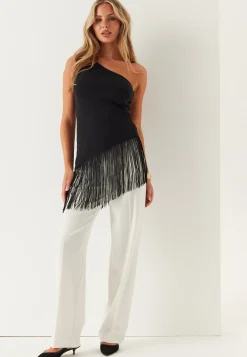 One Shoulder Fringe Top