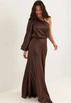 One Shoulder Satin Gown