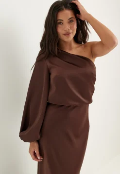 One Shoulder Satin Gown