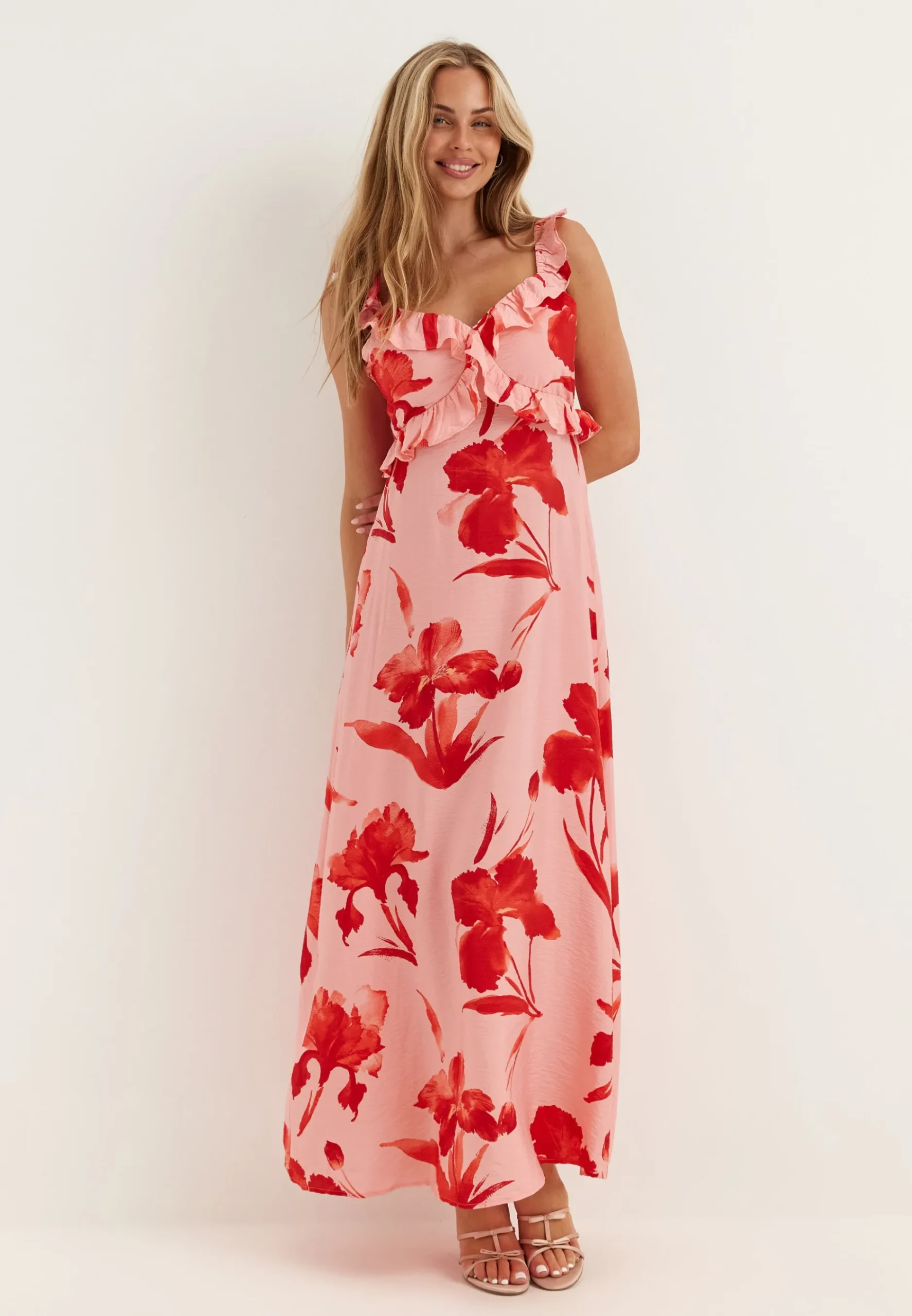 Onlhyaci S/L FRILL LONG AOP DRESS