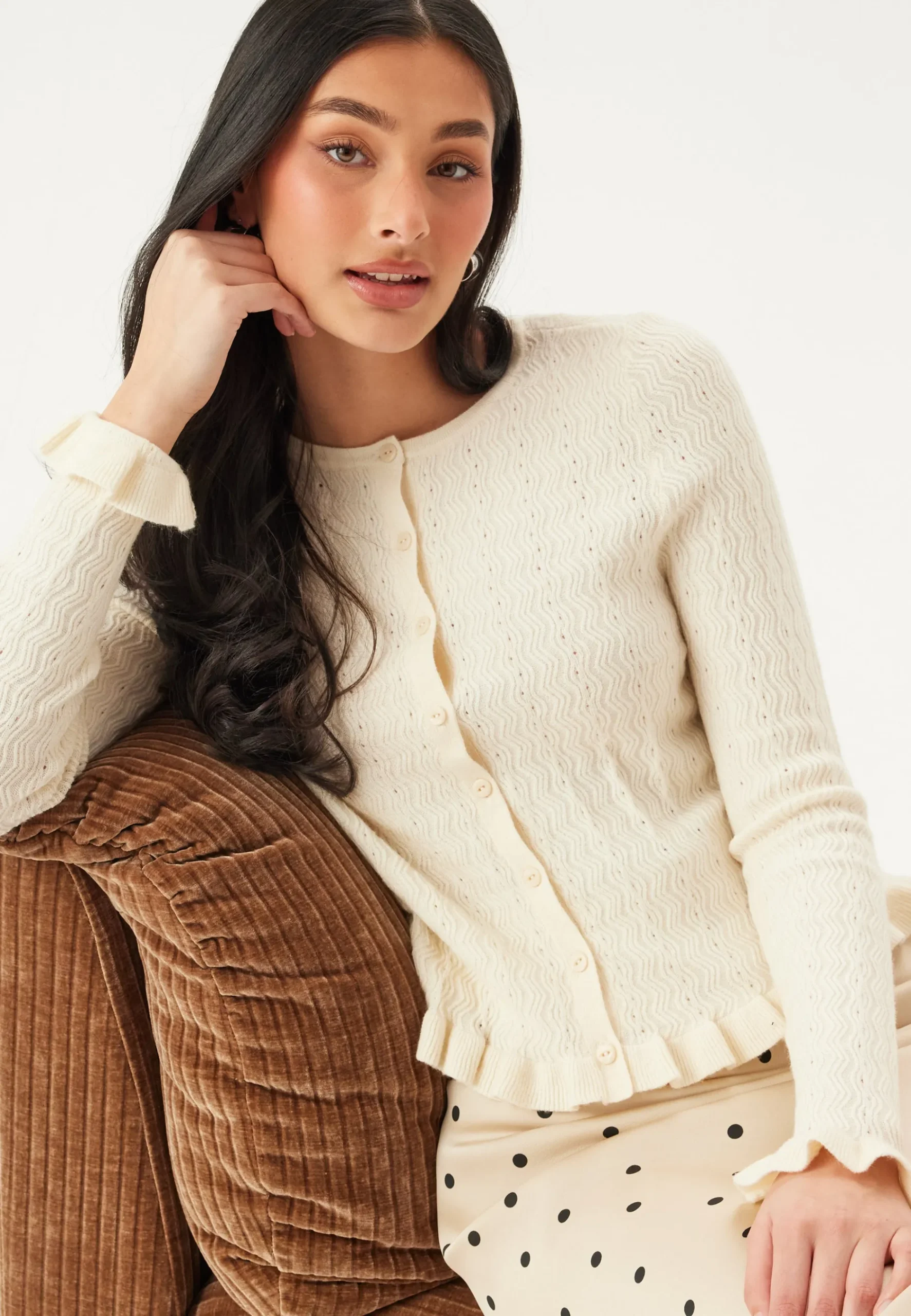 Onlibi Ls O-neck Frill Cardi